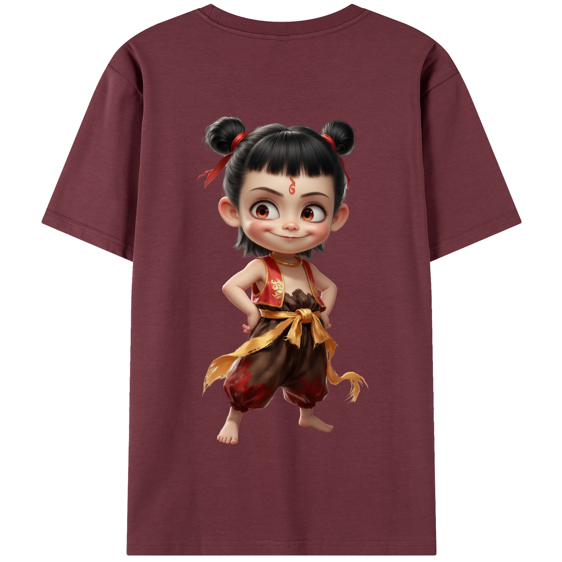 （画像用） Ne Zha 2 ナタ 魔童の大暴れ 綿100％半袖Tシャツ（背面プリント）